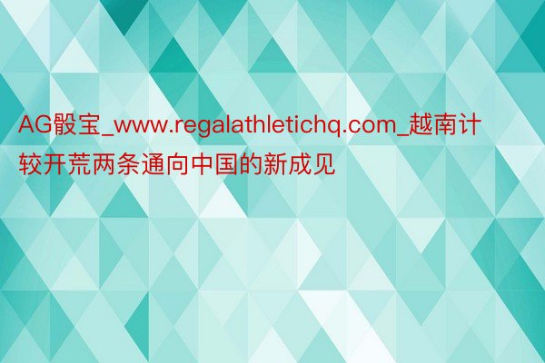 AG骰宝_www.regalathletichq.com_越南计较开荒两条通向中国的新成见